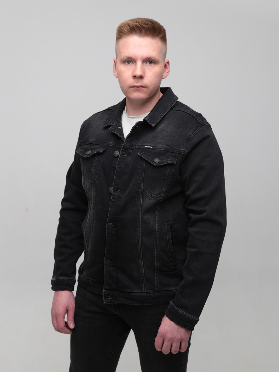 Куртка джинсова чоловіча чорна у великих розмірах 19092-B-6708 472