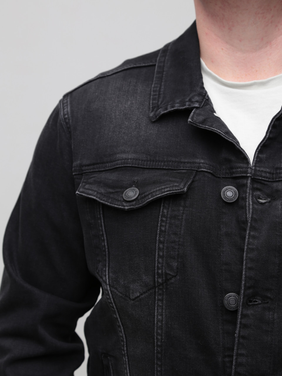 Куртка джинсова чоловіча чорна у великих розмірах 19092-B-6708 472