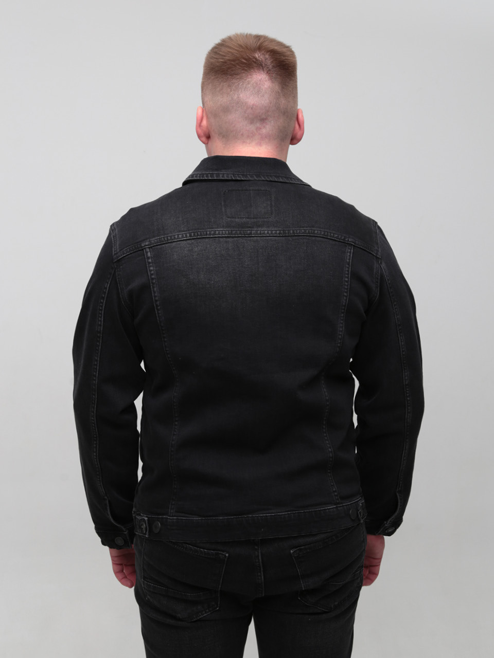 Куртка джинсова чоловіча чорна у великих розмірах 19092-B-6708 472