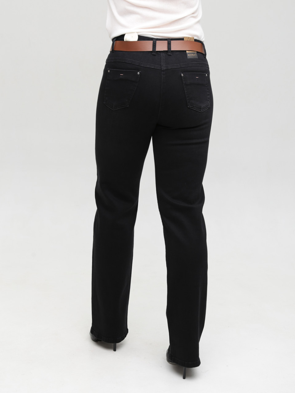 Джинси жіночі прямі чорні із стрейчем великий розмір 7836-B-2