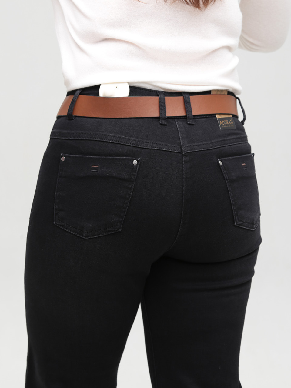 Джинси жіночі прямі чорні із стрейчем великий розмір 7836-B-2