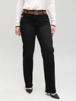 Джинси жіночі прямі чорні із стрейчем великий розмір 7836-B-2