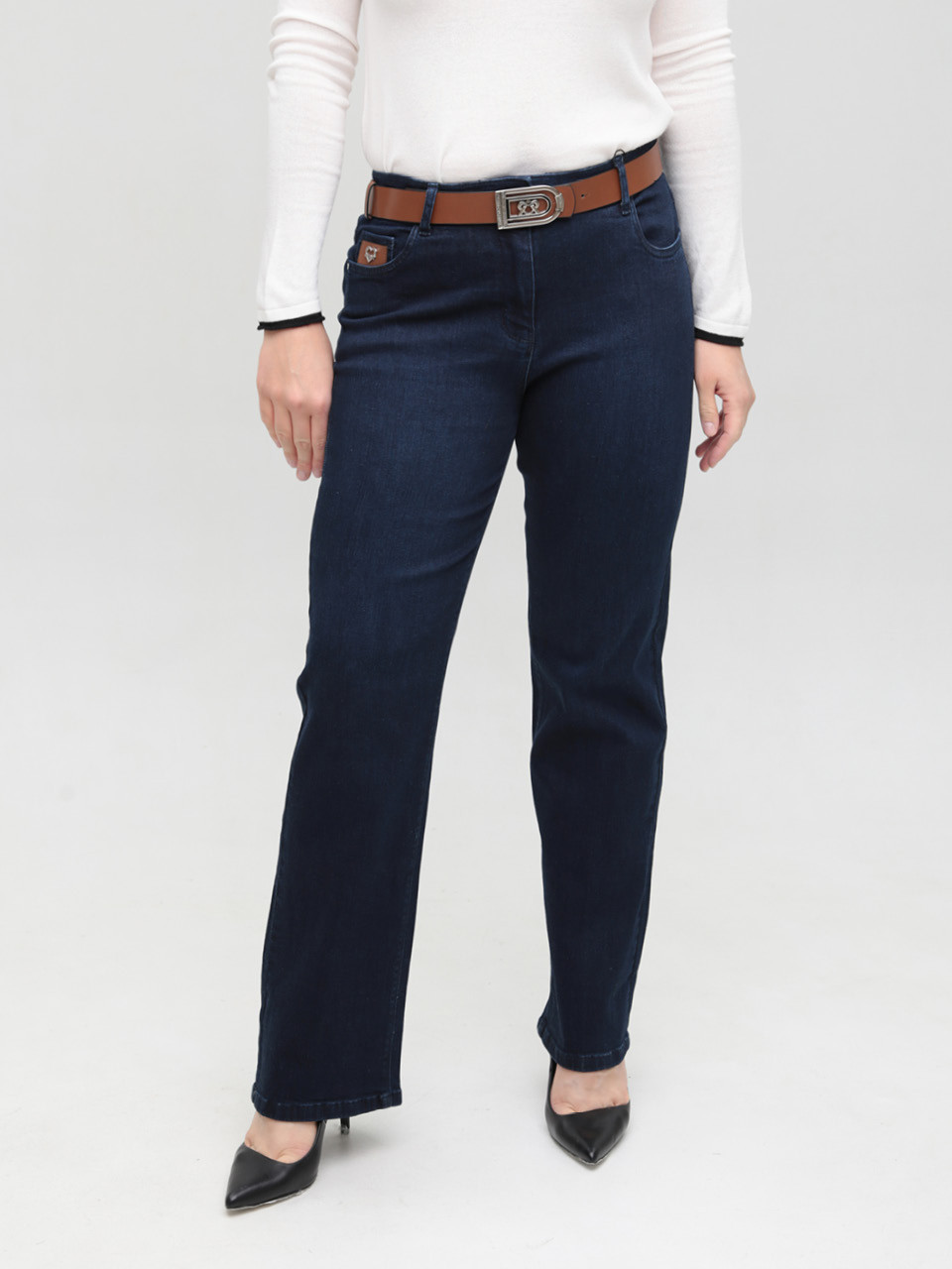 Джинси жіночі прямі темно-сині зі стрейчем 7835-1