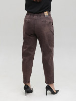 Джинсы женские коричневые бананы с резинкой на поясе 7829-5