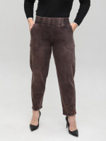 Джинсы женские коричневые бананы с резинкой на поясе 7829-5