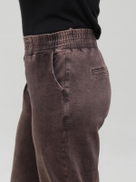 Джинсы женские коричневые бананы с резинкой на поясе 7829-5
