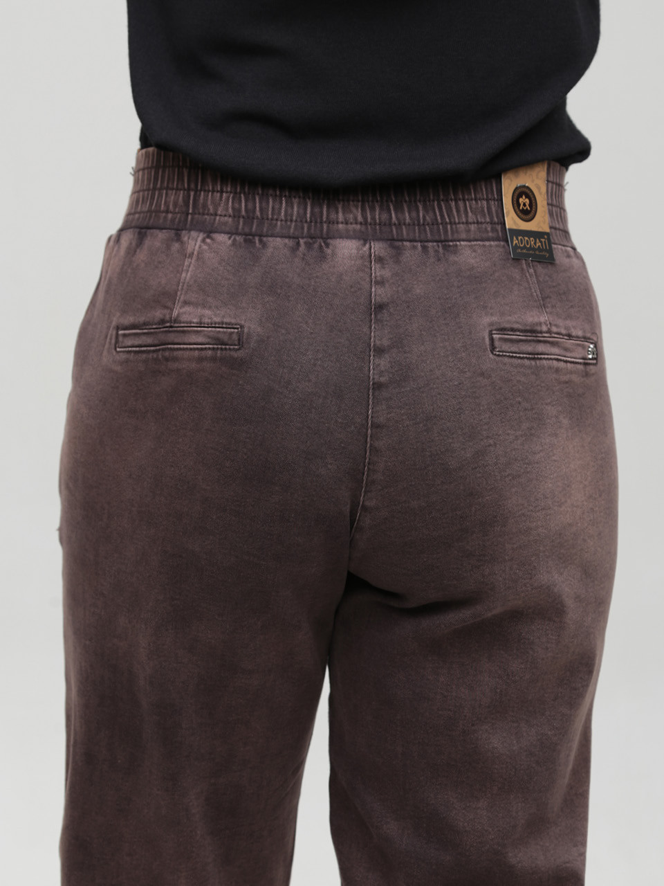 Джинсы женские коричневые бананы с резинкой на поясе 7829-5