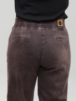 Джинсы женские коричневые бананы с резинкой на поясе 7829-5