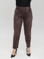 Джинсы женские коричневые бананы с резинкой на поясе 7829-5
