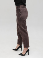 Джинсы женские коричневые бананы с резинкой на поясе 7829-5