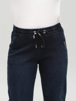 Джинсы женские темно-синие палаццо с резинкой на поясе 2391-1