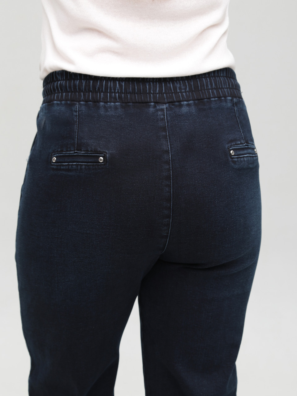 Джинсы женские темно-синие палаццо с резинкой на поясе 2391-1