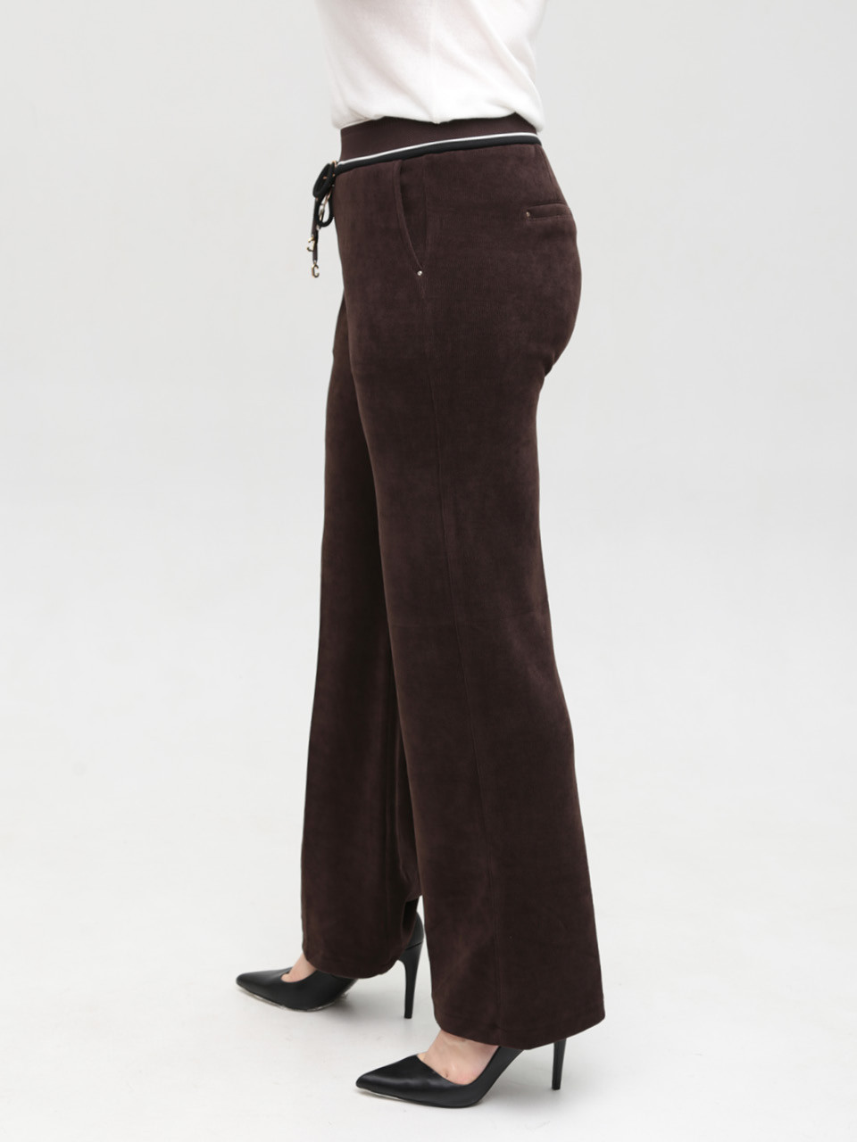 Джинсы женские темно-синие палаццо с резинкой на поясе 2391-1