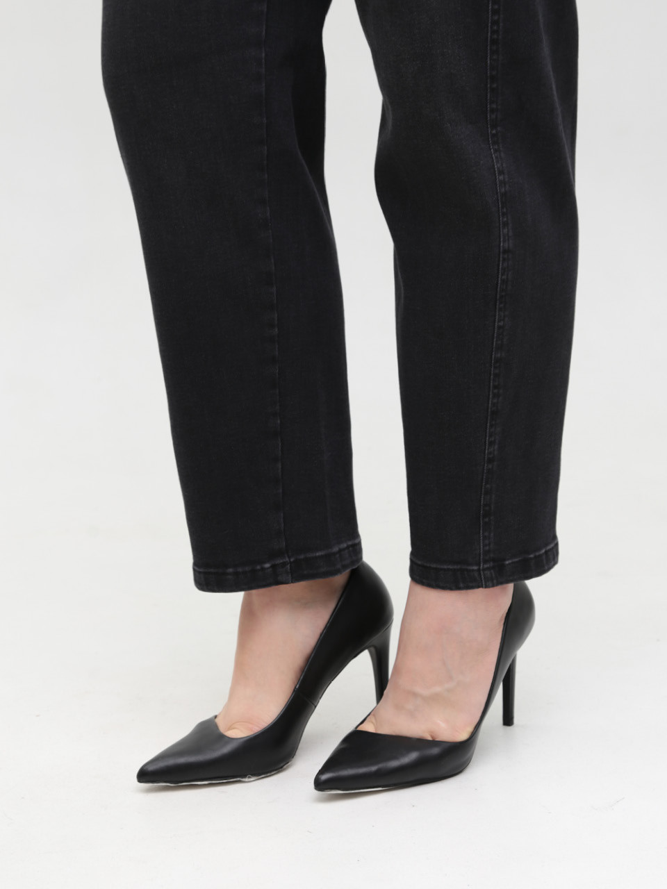 Джинсы женские черные релакс фит с высокой посадкой 2389-2