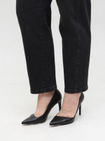 Джинсы женские черные релакс фит с высокой посадкой 2389-2