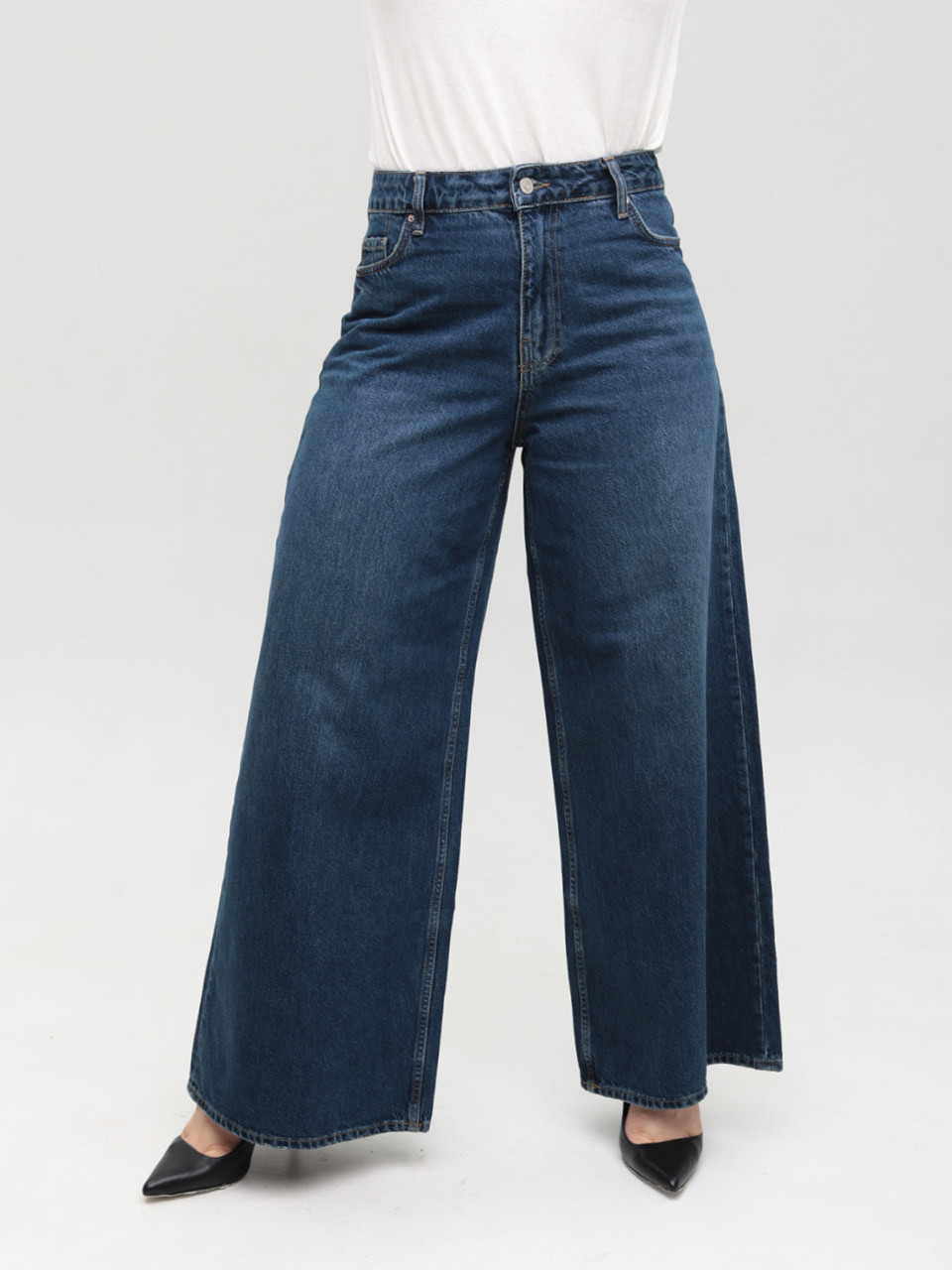 Джинси жіночі сині супер широкі з високою посадкою 1624
