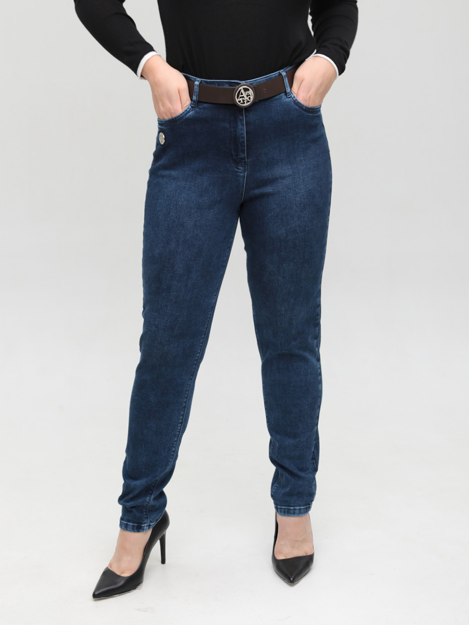 Джинси жіночі темно-сині приталені МОМ 7843-3