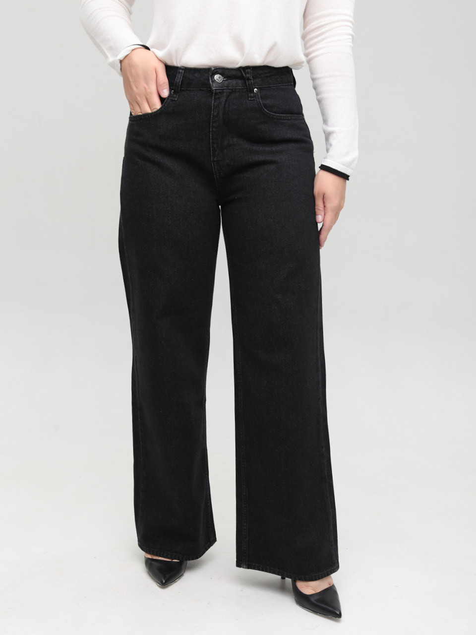 Джинсы женские черные Daddy fit с высокой посадкой 1619