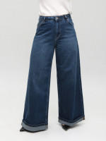 Джинси жіночі сині супер широкі з підворотами 1606