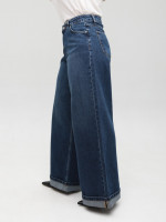 Джинси жіночі сині супер широкі з підворотами 1606