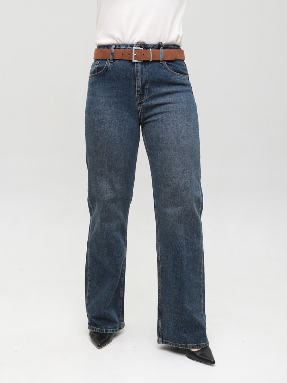 Джинсы женские синие широкие палаццо с вісокой посадкой 1620-B