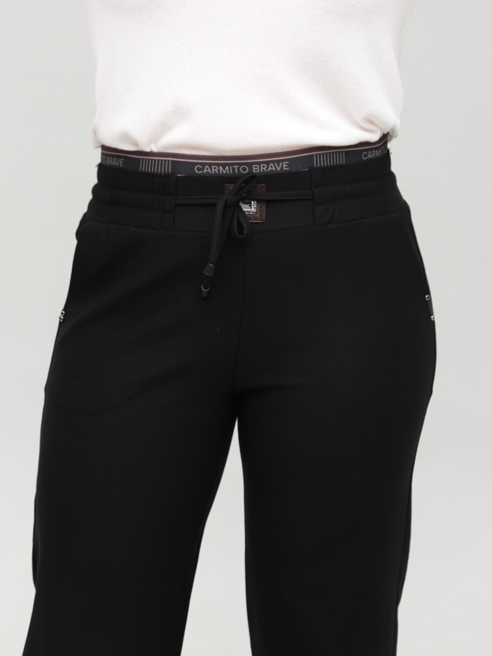 Штани жіночі чорні широкі з гумкою на поясі 10581-2