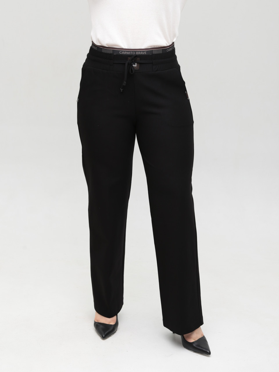 Штани жіночі чорні широкі з гумкою на поясі 10581-2