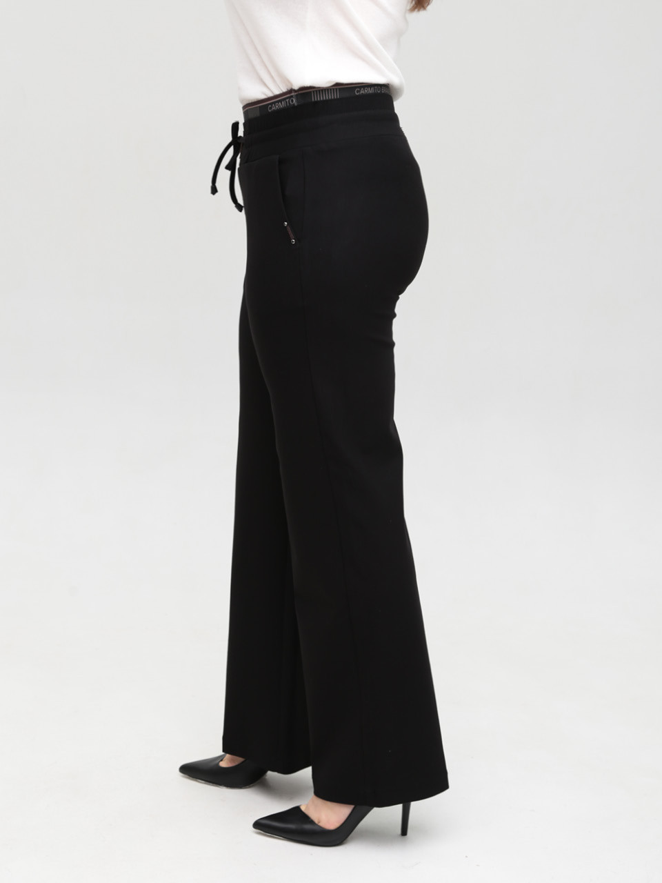 Штани жіночі чорні широкі з гумкою на поясі 10581-2