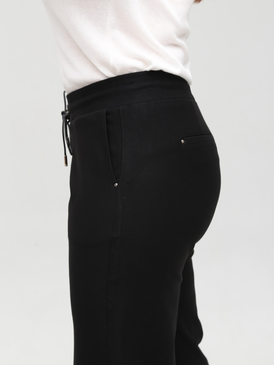 Брюки женские черные палаццо с резинкой на поясе 1669-2