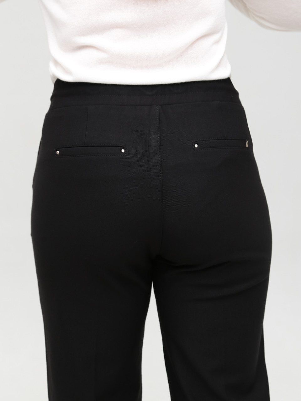 Брюки женские черные палаццо с резинкой на поясе 1669-2