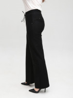 Брюки женские черные палаццо с резинкой на поясе 1669-2