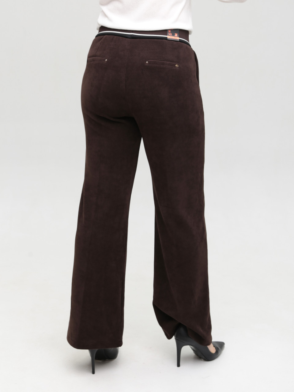 Брюки женские палаццо вельветовые коричневые 1664-B-5