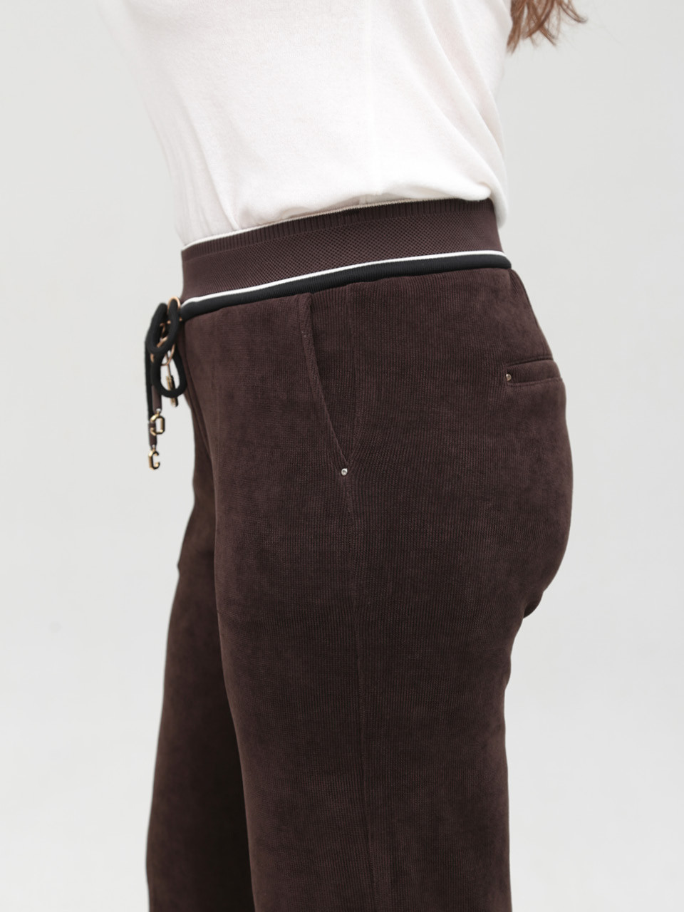 Брюки женские палаццо вельветовые коричневые 1664-5