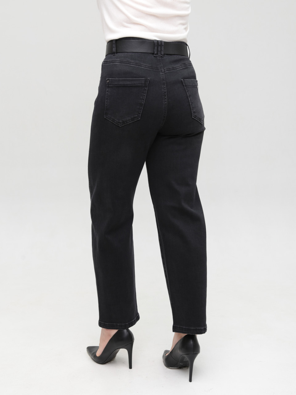 Джинси жіночі чорні релакс фіт з високою посадкою великі розміри 2389-B-2