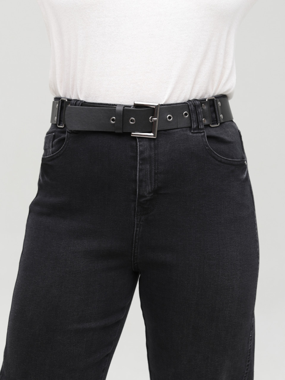 Джинси жіночі чорні релакс фіт з високою посадкою великі розміри 2389-B-2