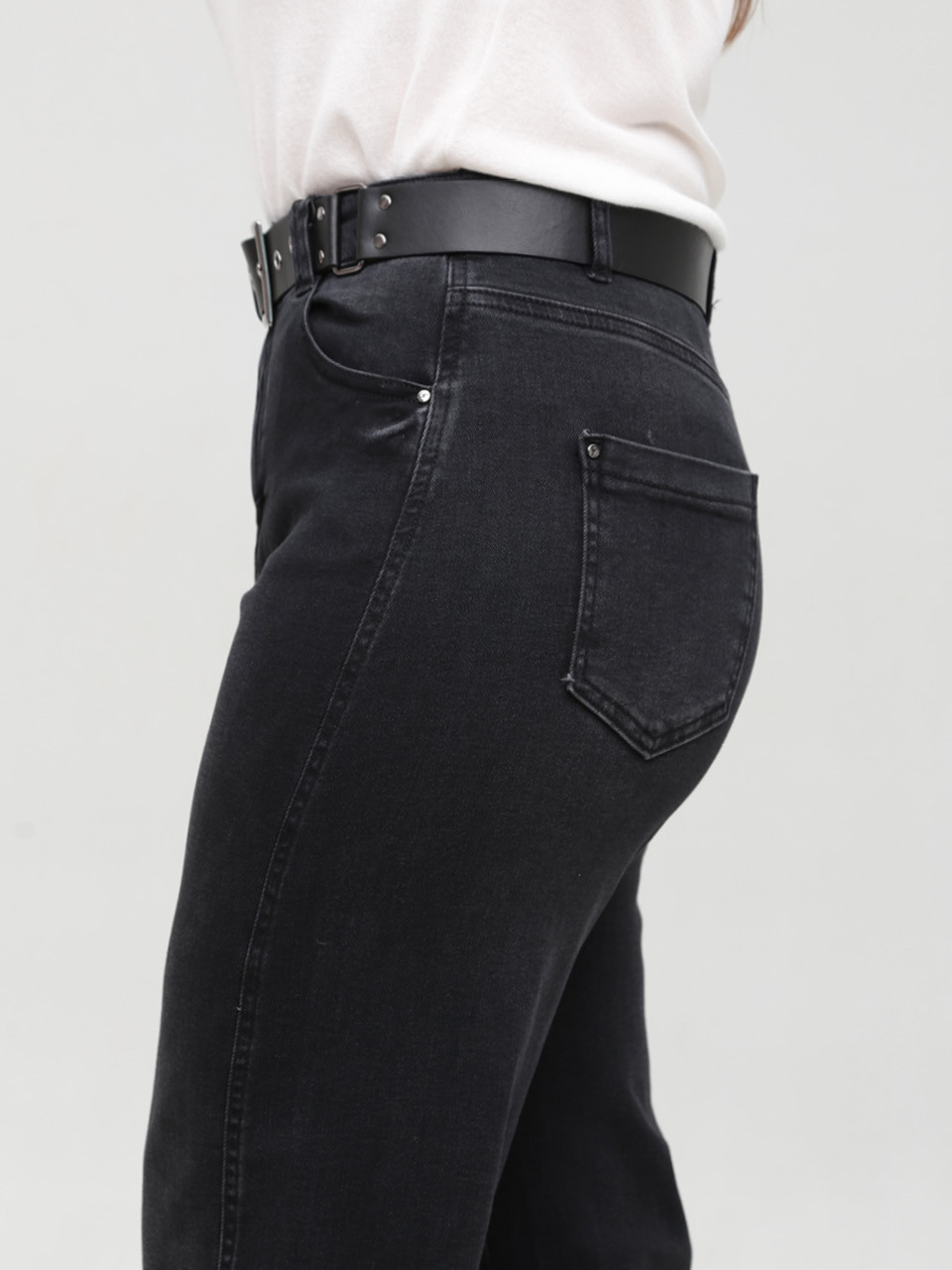Джинси жіночі чорні релакс фіт з високою посадкою великі розміри 2389-B-2