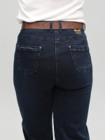 Джинси жіночі темно-сині МОМ із стрейчем великі розміри 7826-B-1