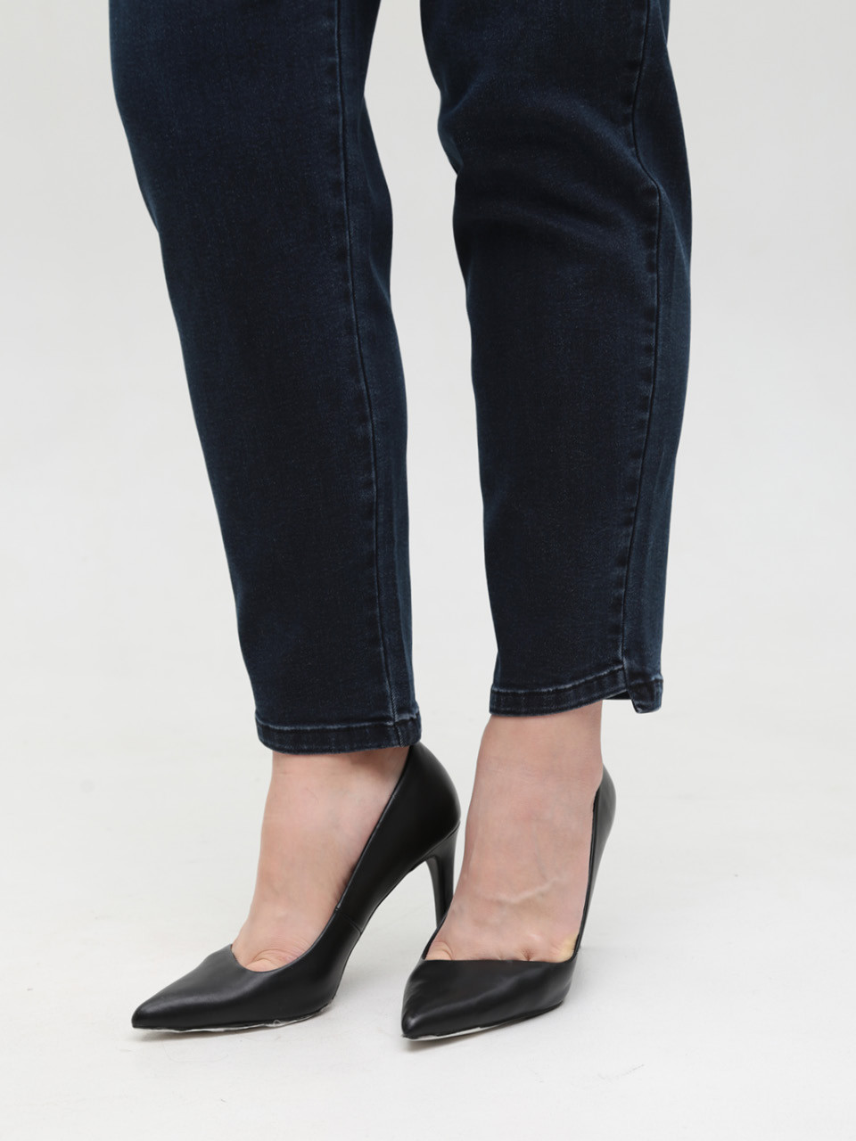 Джинси жіночі темно-сині МОМ із стрейчем великі розміри 7826-B-1