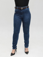 Джинси жіночі темно-сині приталені МОМ великі розміри 7844-B-3