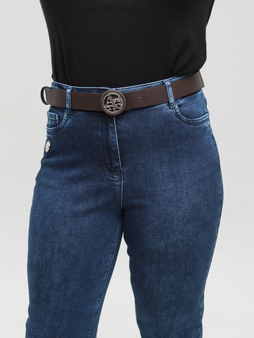 Джинси жіночі темно-сині приталені МОМ великі розміри 7844-B-3