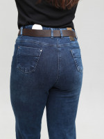 Джинси жіночі темно-сині приталені МОМ великі розміри 7844-B-3
