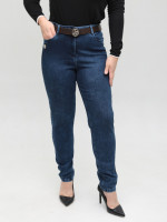 Джинси жіночі темно-сині приталені МОМ великі розміри 7844-B-3