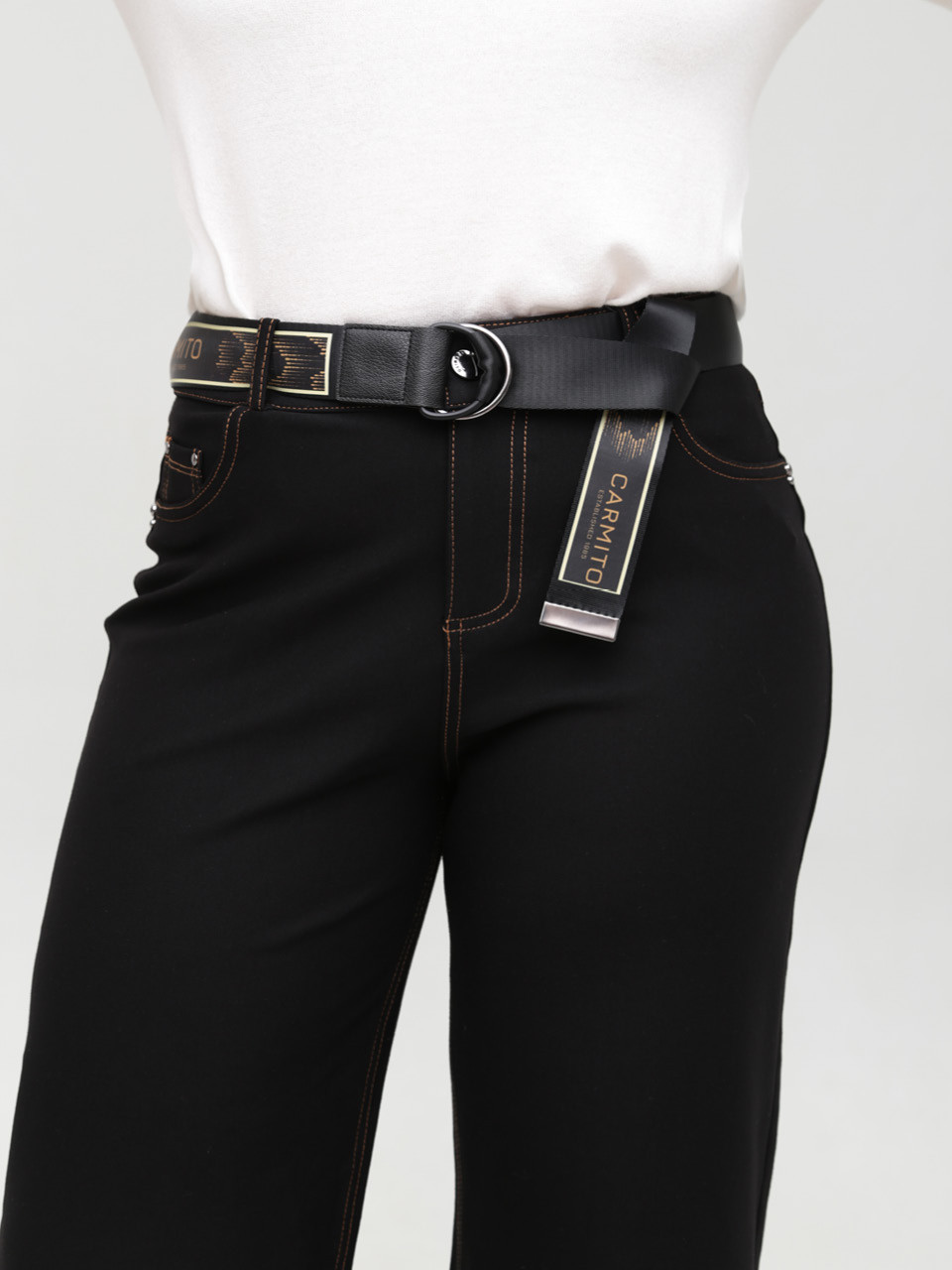 Штани жіночі чорні широкі з підворотами 10575-2