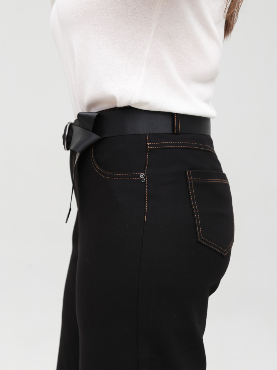 Штани жіночі чорні широкі з підворотами 10575-2