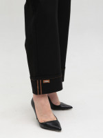 Брюки женские черные широкие с подворотами внизу большие размеры 20575-B-2