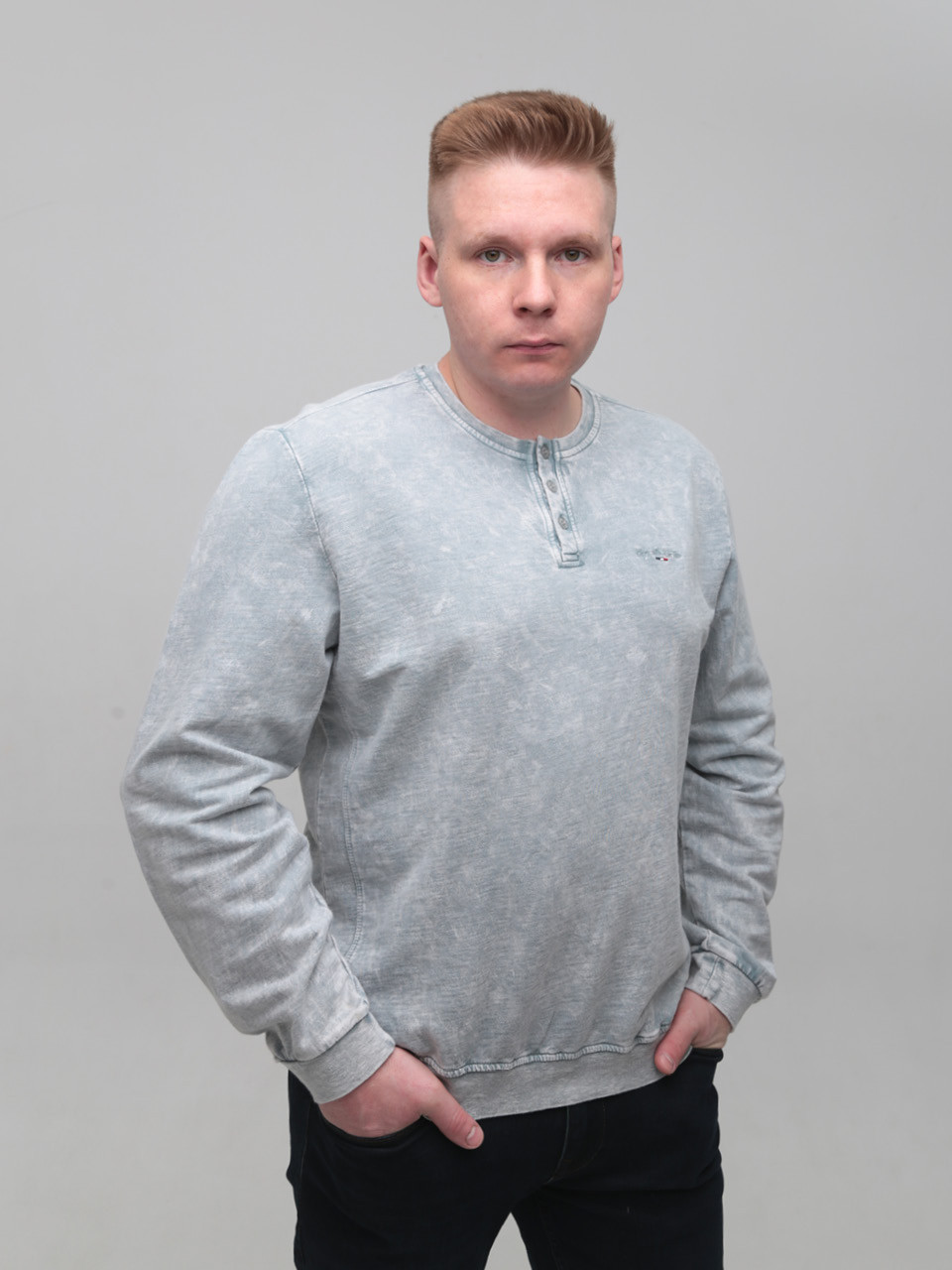 Світшот чоловічий світло-сірий з манжетом 5602-3