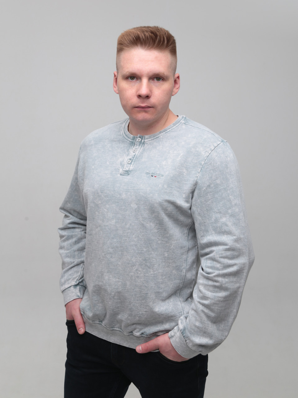 Світшот чоловічий світло-сірий з манжетом 5602-3