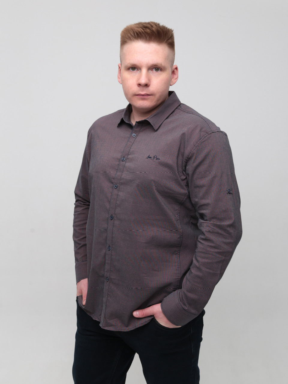 Сорочка чоловіча коричнева в клітку 6703-3