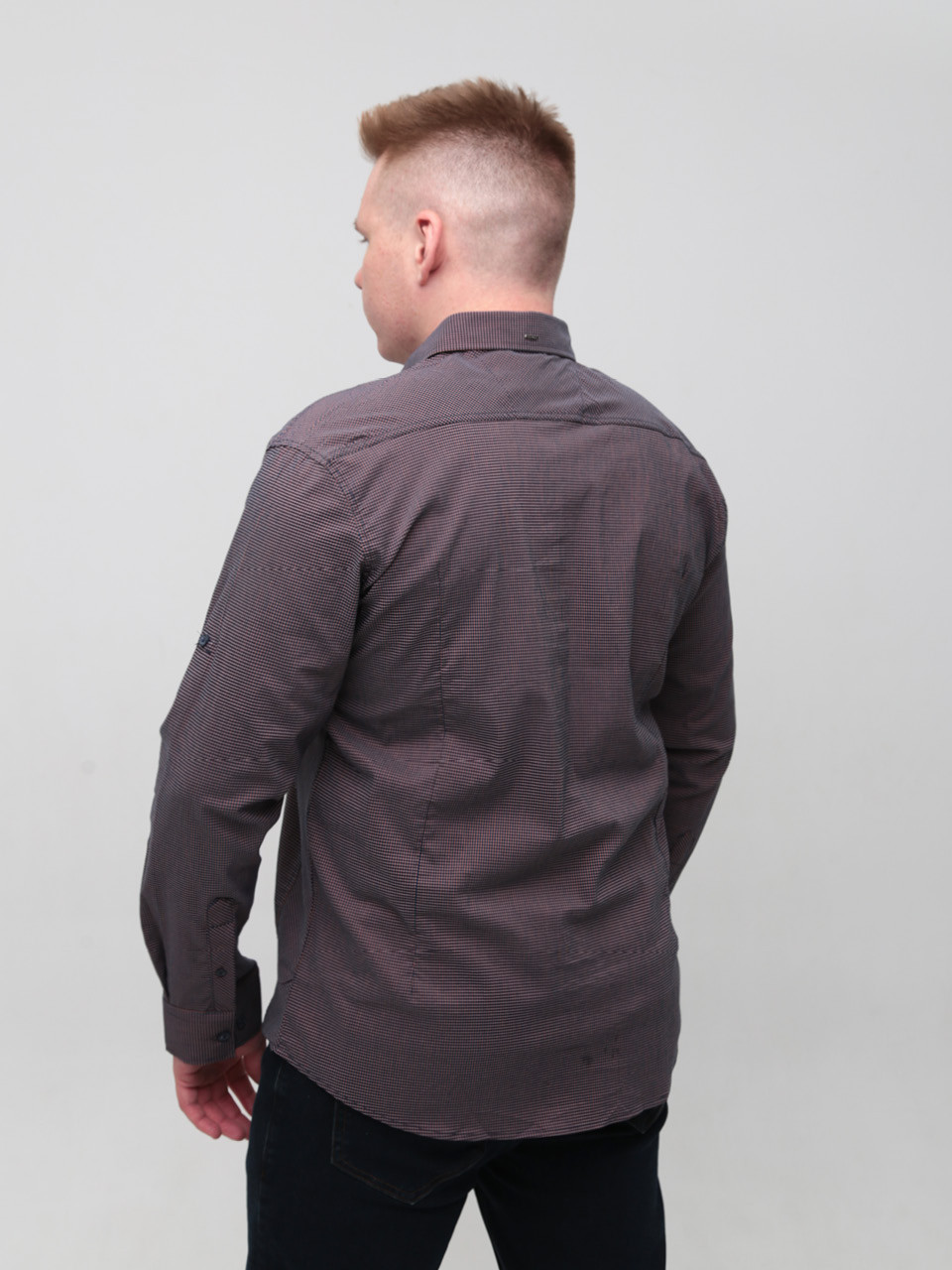 Сорочка чоловіча коричнева в клітку 6703-3