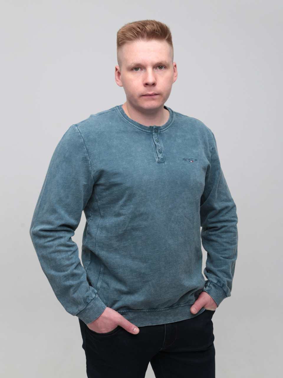 Світшот чоловічий синьо-зелений з манжетом 5602-5